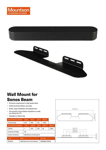 Wall mount for sonos - for, beam